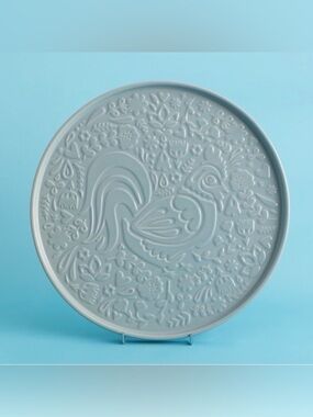 Mason Cash Home to Roost Blue Stoneware Round Platter 12” NWT Country Hen Floral